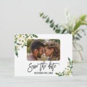 Save The Date Fleurs Blanches Fleurissant Photo Enregistrer La D (Debout devant)