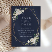 Save The Date Fleurs blanches, Fleurs de crème, Verdure, Mariage
