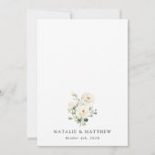 Save The Date Fleurs blanches, Fleurs de crème, Verdure, Mariage (Dos)