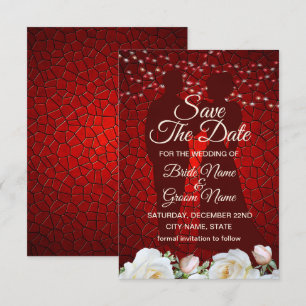 Save The Date Fleurs blanches Mariages rouges modernes