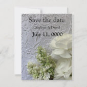 Save The Date Fleurs blanches sur fond gaufré (Devant)