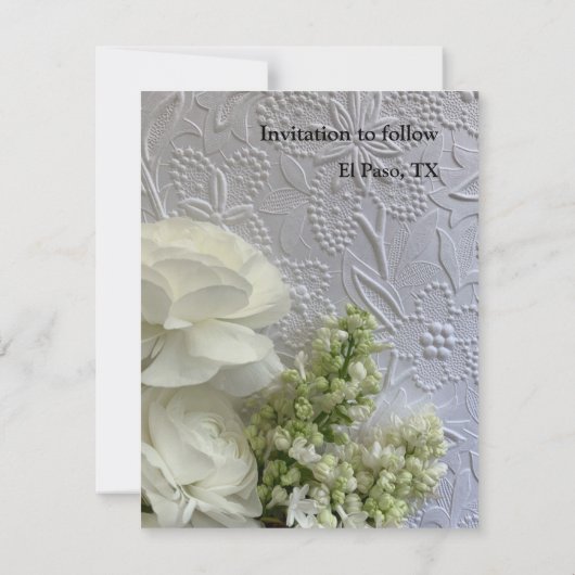 Save The Date Fleurs blanches sur fond gaufré (Dos)