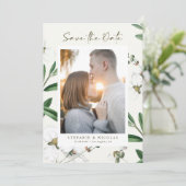 Save The Date Fleurs blanches vintages Photo botanique (Debout devant)