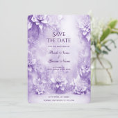 Save The Date Fleurs Blanches Violettes Enregistrer La Date (Debout devant)