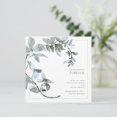 Save The Date Fleurs bleu clair à l'aquarelle (Debout devant)