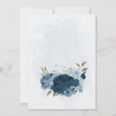 Save The Date fleurs bleu clair et bleu marine mariage botanique (Dos)