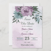 Save The Date fleurs bleu violet botanique (Devant)