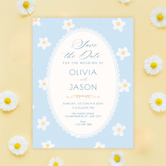 Save The Date Fleurs bleues 