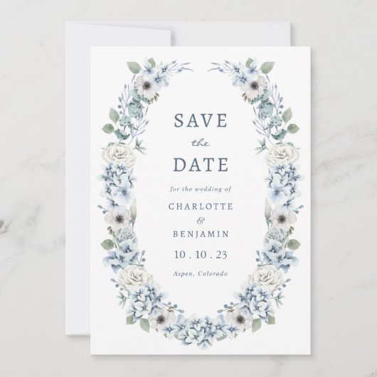 Save The Date Fleurs Bleues Date de Sauvegarde (Devant)
