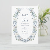 Save The Date Fleurs Bleues Date de Sauvegarde (Debout devant)