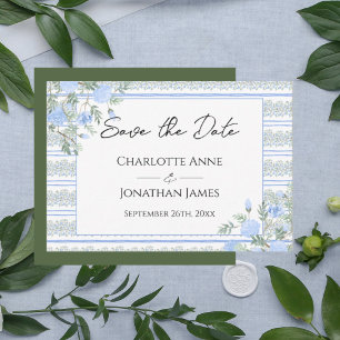 Save The Date Fleurs bleues Floral Vintage Romantique