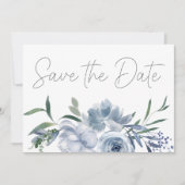 Save The Date Fleurs Bleues Passé Enregistrer La Date (Devant)