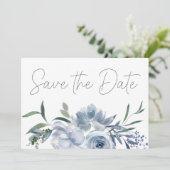 Save The Date Fleurs Bleues Passées Enregistrer La Date (Debout devant)