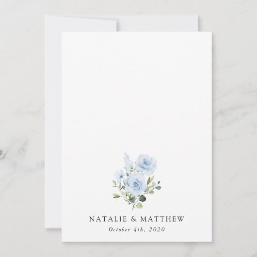 Save The Date Fleurs bleues poussiéreuses, Verdure, Boho, Mariag (Dos)