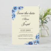 Save The Date Fleurs bleues simples Enregistrer la date (Debout devant)