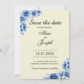 Save The Date Fleurs bleues simples Enregistrer la date (Devant)