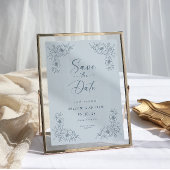 Save The Date Fleurs bleues vintage