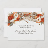 Save The Date Fleurs Boho Couleurs Automne, Mariage Automne (Devant)
