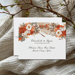 Save The Date Fleurs Boho Couleurs d'Automne, Mariage d'Automne