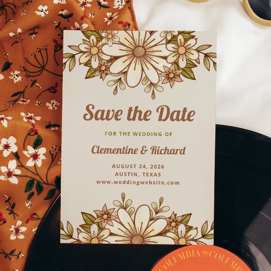 Save The Date Fleurs Boho Retro | MARIAGE