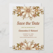 Save The Date Fleurs Boho Retro | Mariage arrière photo (Devant)