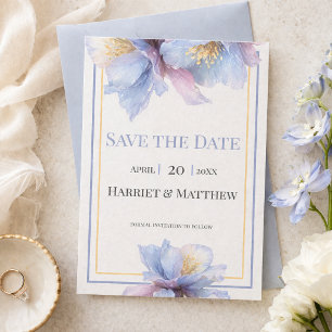 Save The Date Fleurs Botaniques Pastel Artistiques pour Mariage
