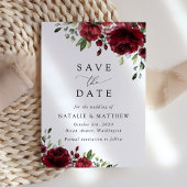 Save The Date Fleurs Bourgognes, Fleurs rouges, Mariage Floral