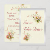 Save The Date Fleurs Chic de Printemps 90e Anniversaire (Devant / Derrière)