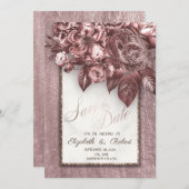 Save The Date Fleurs Chic Élégantes Bourgogne Enregistrer La Dat (Devant / Derrière)