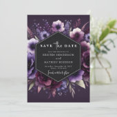 Save The Date Fleurs chic Mariage floral violet (Debout devant)
