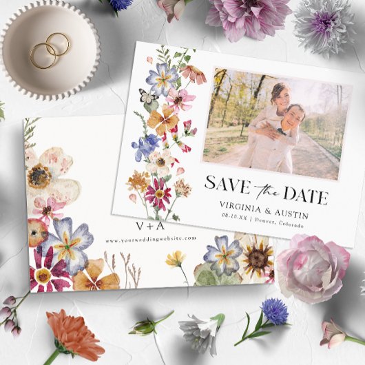 Save The Date Fleurs Colorées