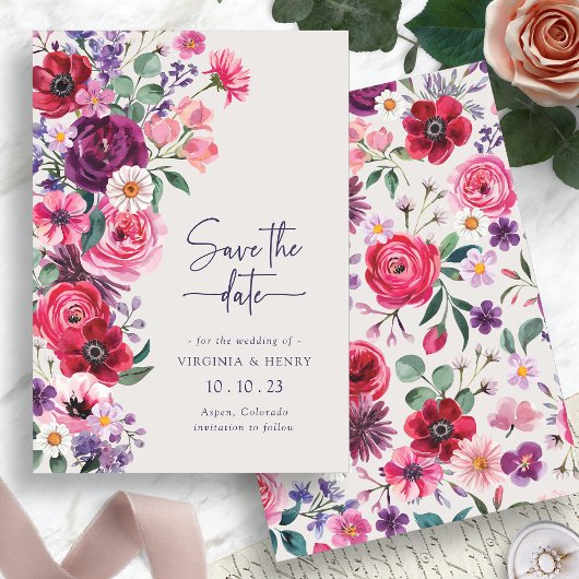 Save The Date Fleurs Colorées