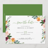 Save The Date Fleurs colorées bordure (Devant / Derrière)