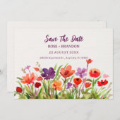 Save The Date Fleurs colorées Jardin baby shower aquarelle (Devant / Derrière)
