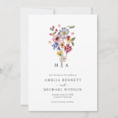 Save The Date Fleurs colorées Monogrammées (Devant)