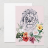 Save The Date Fleurs d'animaux lions (Devant / Derrière)