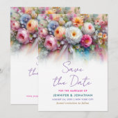 Save The Date Fleurs d'aquarelle Calligraphie Script Enregistrer (Devant / Derrière)