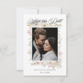 Save The Date Fleurs d'aquarelle crème et bleu Enregistrer la da (Devant)