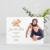 Save The Date Fleurs d'aquarelle de mariage de printemps Enregis (Debout devant)