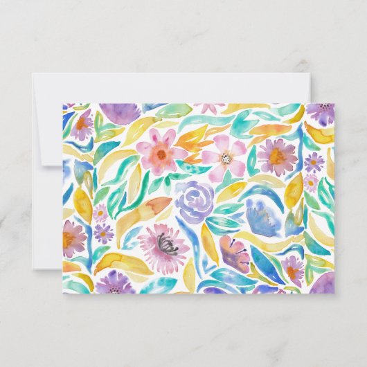 Save The Date Fleurs d'aquarelle jaune pourpre Feuille (Dos)