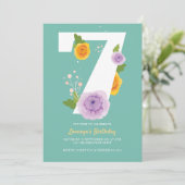Save The Date Fleurs d'aquarelle mignonnes 7e fête d'anniversair (Debout devant)