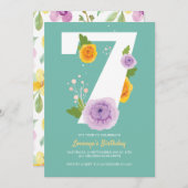 Save The Date Fleurs d'aquarelle mignonnes 7e fête d'anniversair (Devant / Derrière)