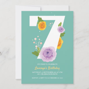 Save The Date Fleurs d'aquarelle mignonnes 7e fête d'anniversair