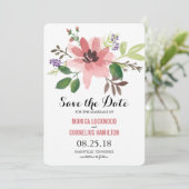 Save The Date Fleurs d'aquarelle romantiques | Enregistrer la da (Debout devant)