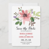 Save The Date Fleurs d'aquarelle romantiques | Enregistrer la da (Devant)