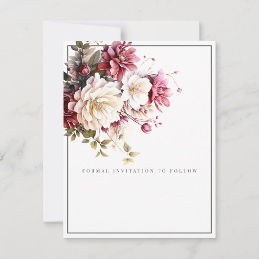 Save The Date Fleurs d'aquarelle rose et blanc (Dos)