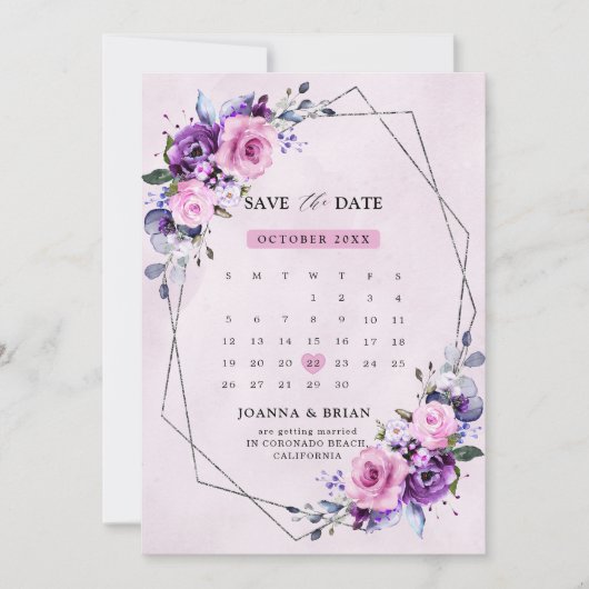 Save The Date Fleurs d'aquarelle rose vif (Devant)