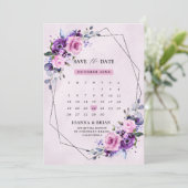 Save The Date Fleurs d'aquarelle rose vif (Debout devant)