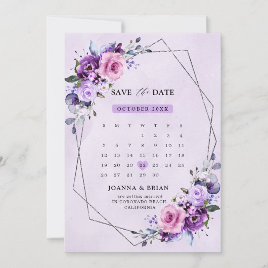 Save The Date Fleurs d'aquarelle rose vif (Devant)