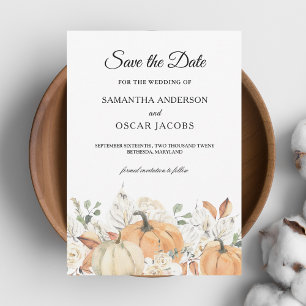 Save The Date Fleurs d'aquarelle tendance et Citrouille automne 